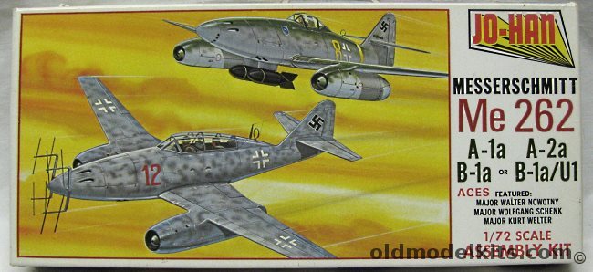 Jo-Han 1/72 Messerschmitt Me-262 - A-1a / A-2a / B-1a / B-1a/U1 - Major Walter Nowotny / Major Wolfgang Schenk / Major Kurt Welter, A-104 plastic model kit